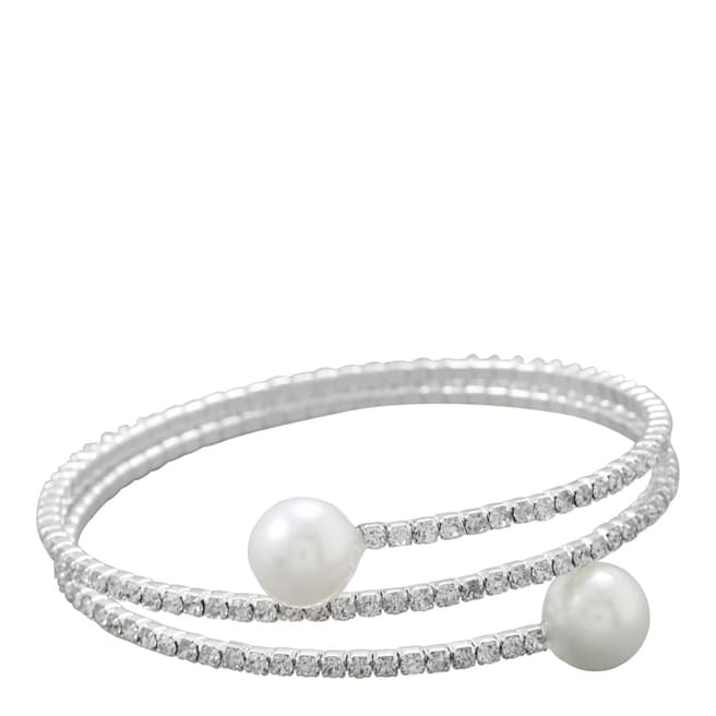 White label by Liv Oliver Silver/White Crystal/Pearl Bangle
