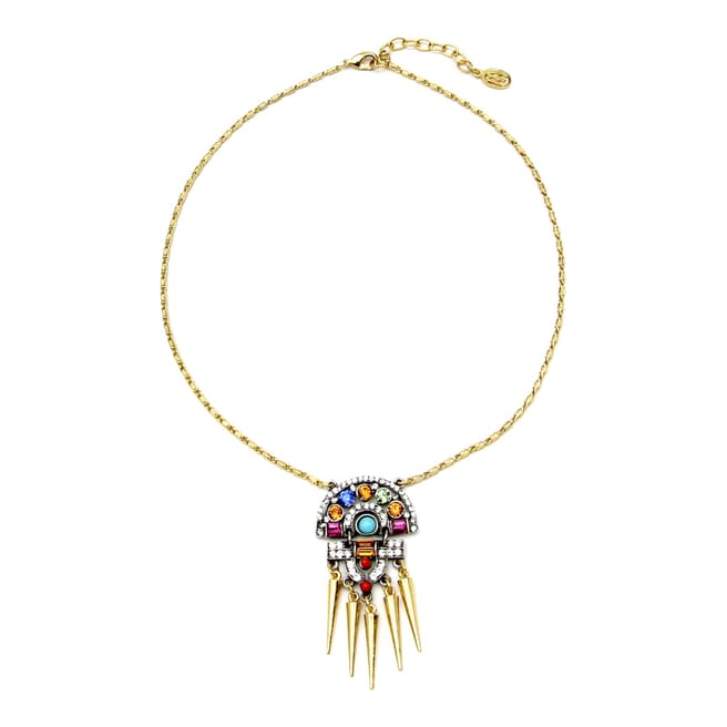 Ben-Amun Gold/Multicolour Half Moon City Scapes Swarovski Crystal Necklace