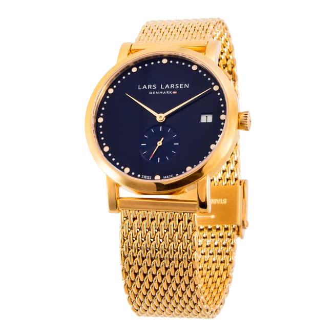 Lars Larsen Ladies Gold/Navy Emma Bracelet Watch