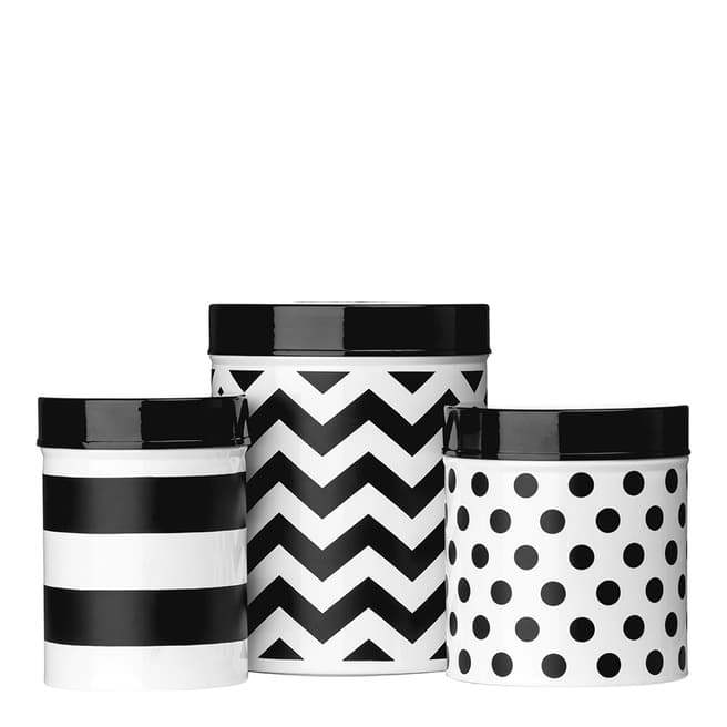 Premier Housewares Set of Three Black/White Domino Storage Canisters