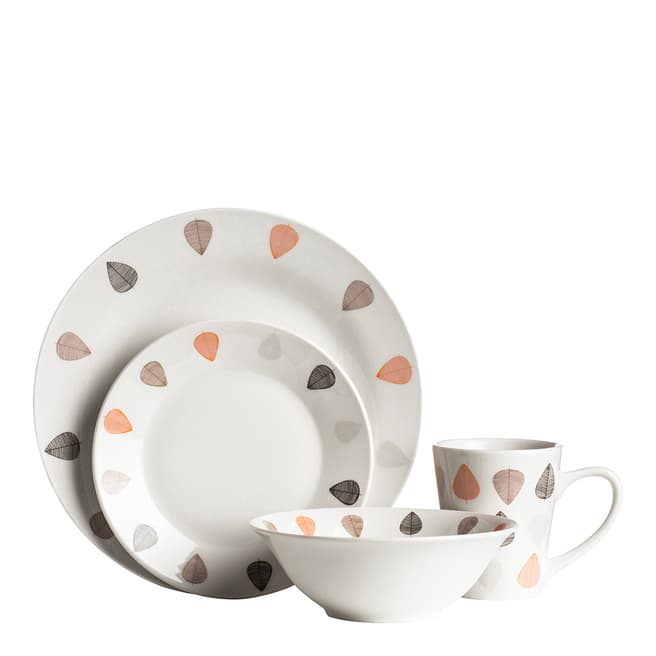 Premier Housewares Sixteen Piece Orange Leaves Porcelain Dinner Set