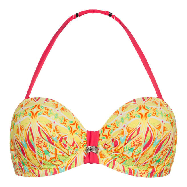 Beachlife Yellow/Multicolour Art Deco Remy Ann Halter Neck Bikini Top
