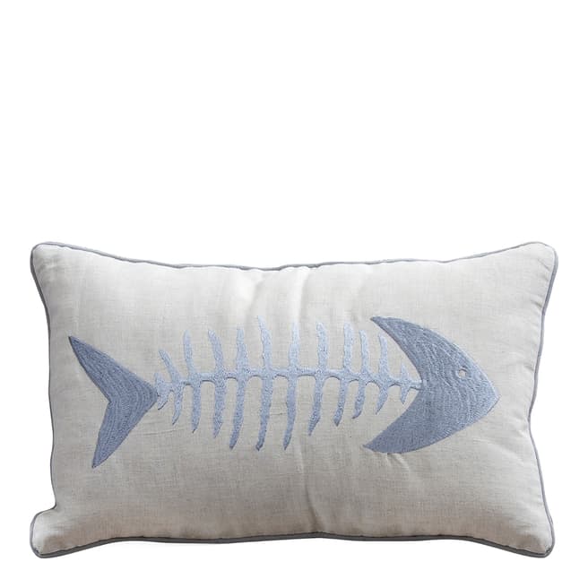 Gallery Living Grey/Cream Fish Cotton Blend Cushion 30x50cm