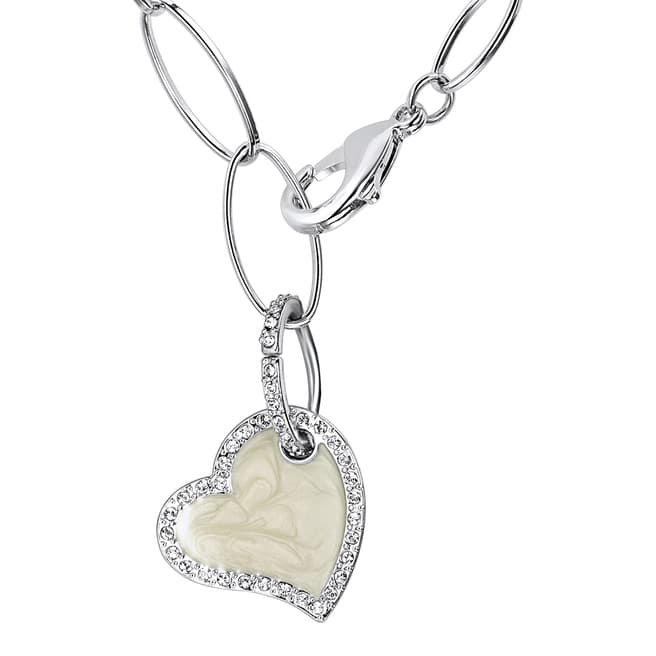 Lilly & Chloe Silver/Beige Heart Pendant Swarovski Crystal Elements Necklace