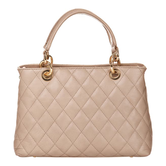 Edmond Louis Taupe Leather Small Quilted Handbag