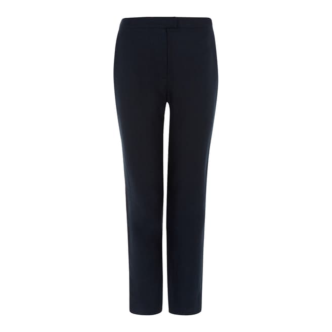 Jaeger Navy Casual Cropped Linen Trousers