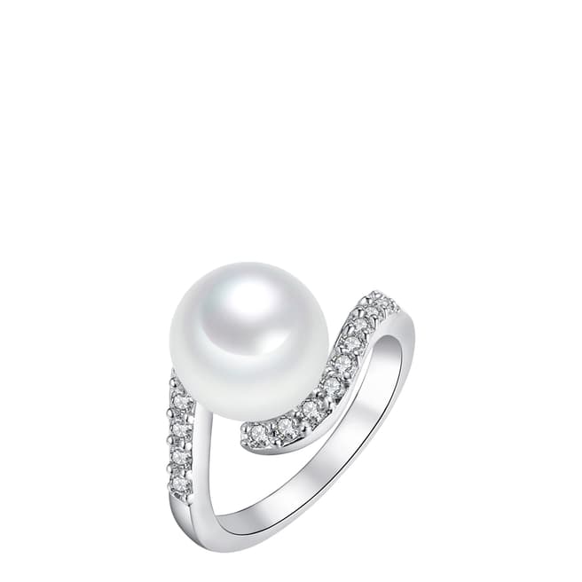 Nova Pearls Copenhagen White/Silver Organic Pearl/Cubic Zirconia Ring 10mm