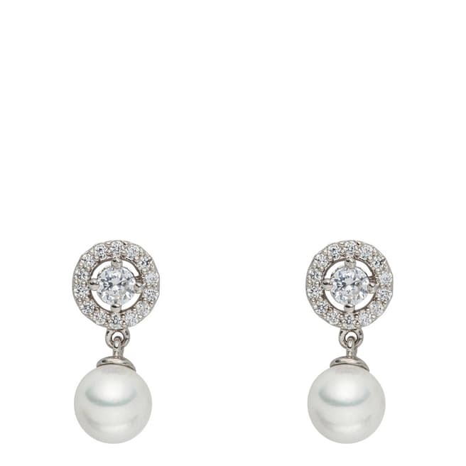 Nova Pearls Copenhagen White/Silver Organic Pearl/Cubic Zirconia Stud Earrings