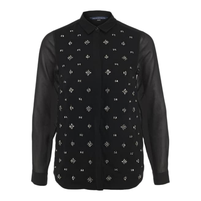 French Connection Black Embellished Chiffon Shirt