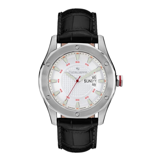 Mathieu Legrand Men's Black/Silver Leather Dodecagone Watch