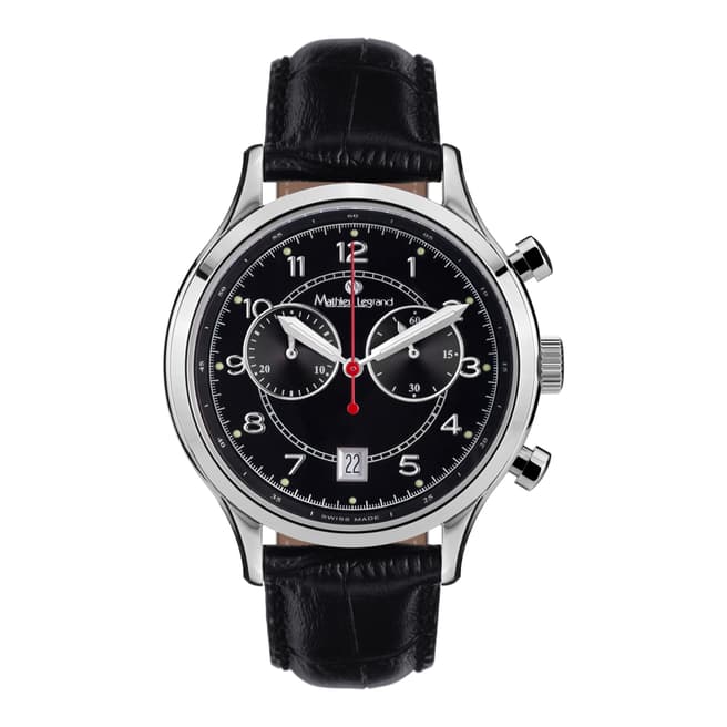 Mathieu Legrand Men's Black/Silver Leather Orbite Polaire Watch