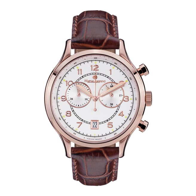 Mathieu Legrand Men's Brown/Rose Gold Leather Orbite Polaire Watch