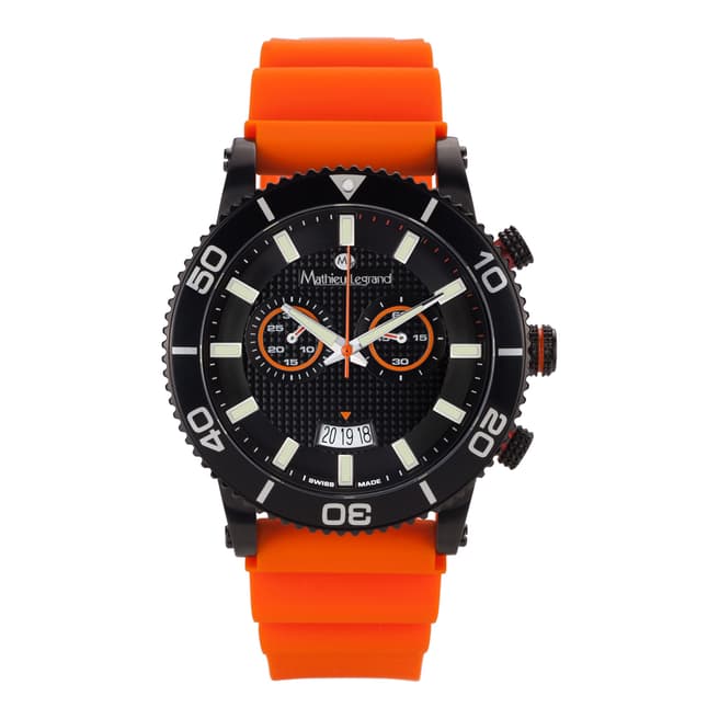 Mathieu Legrand Men's Orange/Black Stainless Steel/Silicone Immergee Watch