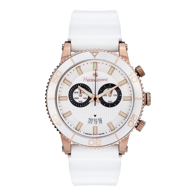 Mathieu Legrand Men's White/Rose Gold Stainless Steel/Silicone Immergee Watch
