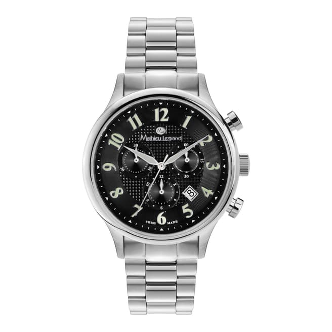 Mathieu Legrand Men's Silver/Black Stainless Steel Metropolitain Watch