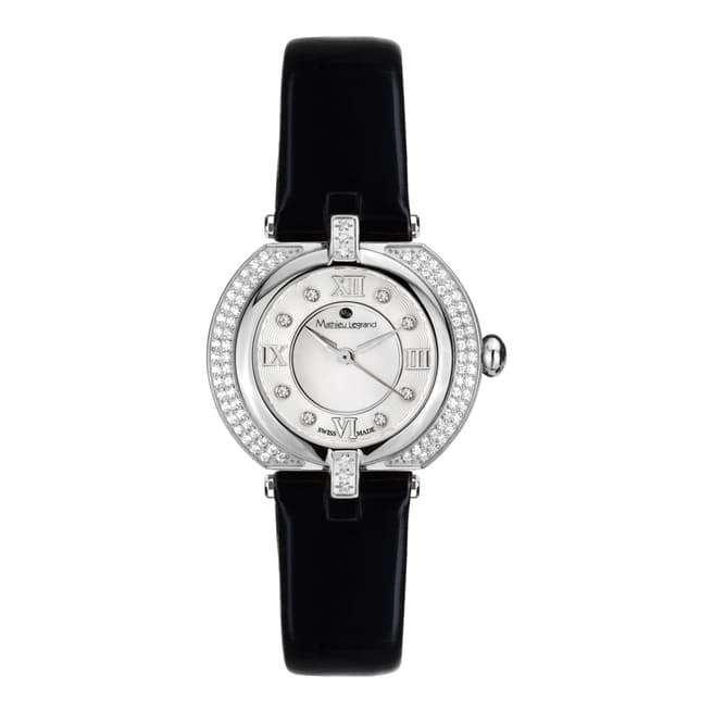 Mathieu Legrand Women's Black/Silver Mother of Pearl/Crystal Mille Cailloux Watch
