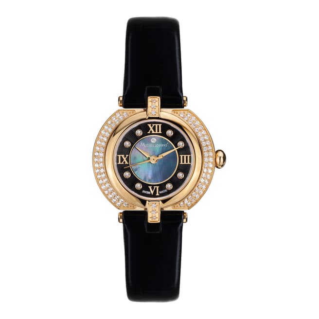 Mathieu Legrand Women's Black/Gold Mother of Pearl/Crystal Mille Cailloux Watch
