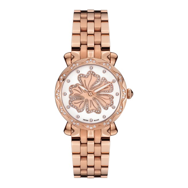 Mathieu Legrand Women's Rose Gold Nenuphar Crystal Bracelet Watch