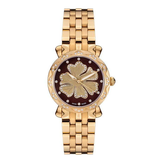 Mathieu Legrand Women's Gold  Nenuphar Crystal Bracelet Watch
