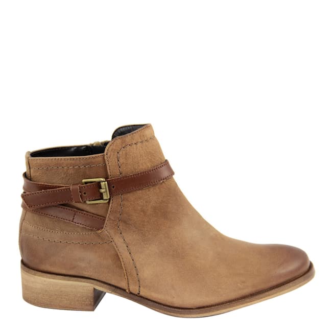 Eye Light Brown Leather Vintage Ankle Boots