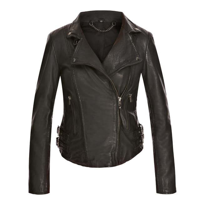 Muubaa Black Flax Leather Biker Jacket