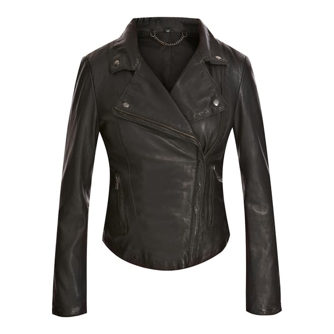 Muubaa Black Montreria Leather Biker Jacket
