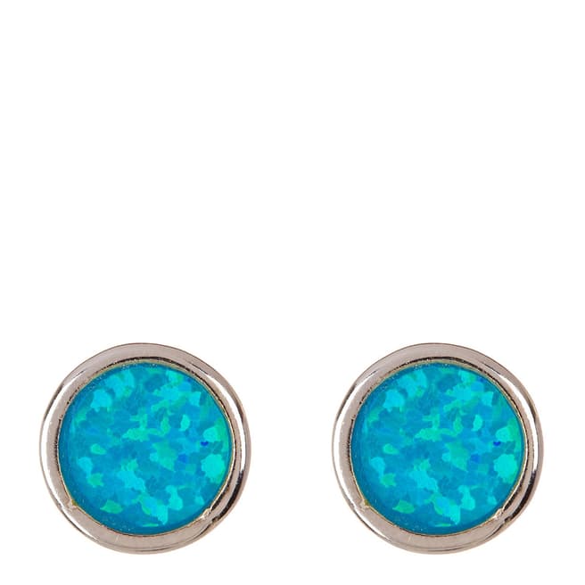 Liv Oliver Opal And Silver Round Stud Earrings