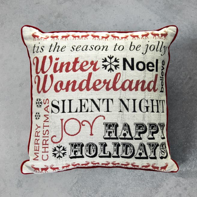 Gallery Living Taupe/Red Winter Wonderland Cushion 45x45cm