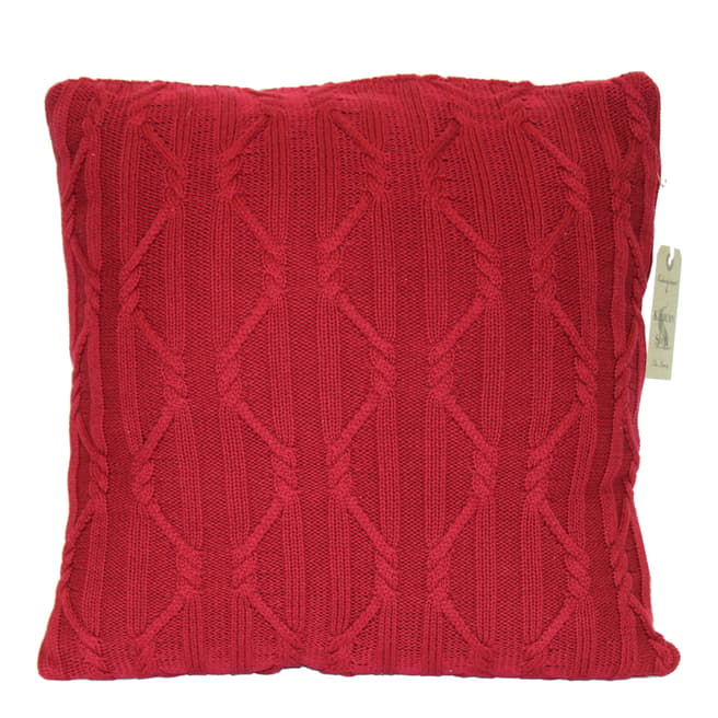Kilburn & Scott Red Arran Knit Cushion  50x50 cm