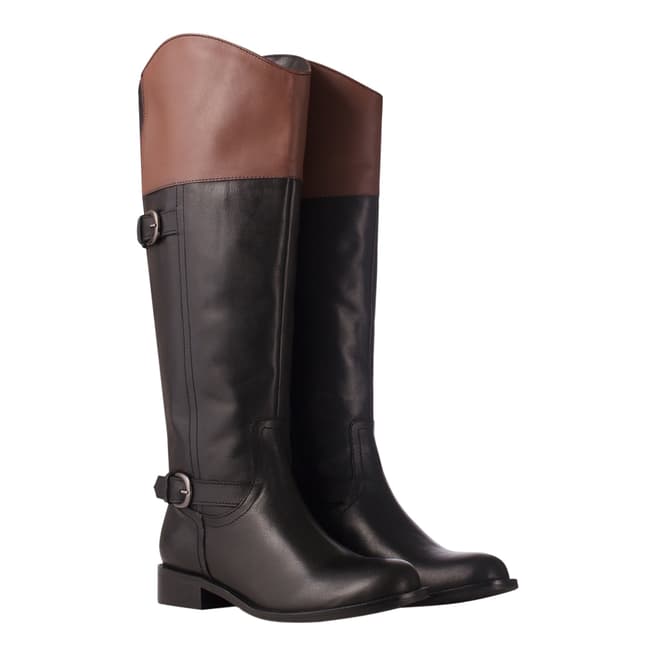 Redfoot Ladies Black/Tan Leather Collar Riding Boots