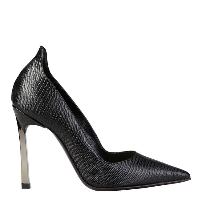 Versace 19.69 ASMI Black Reptile Leather Claudine Stiletto Shoes Heel 10cm