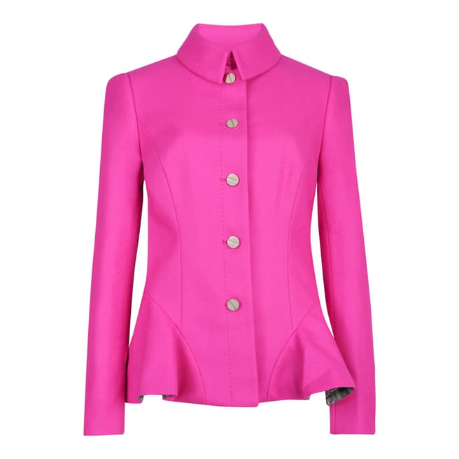 Ted Baker Pink Bracti Peplum Detail Wool/Cashmere Jacket