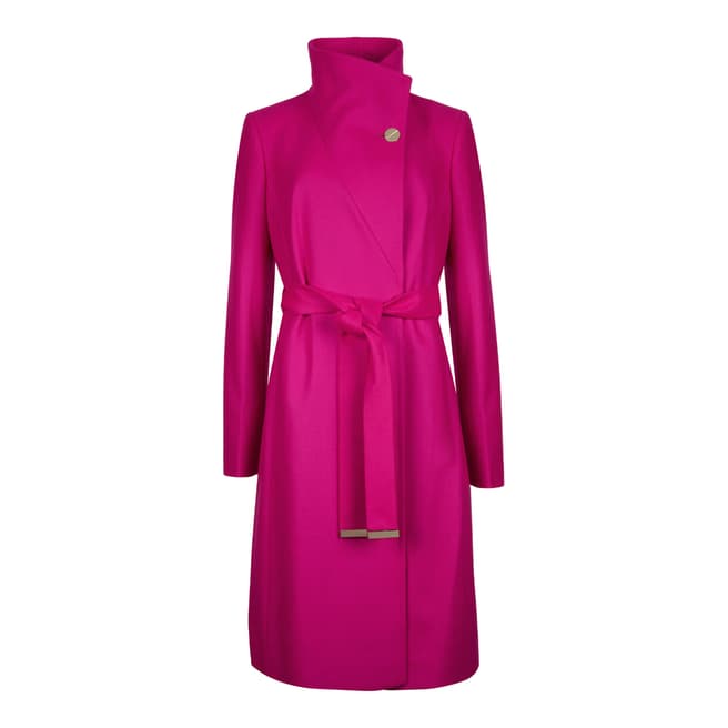 Ted Baker Pink Nevia Belted Wrap Wool Blend Coat