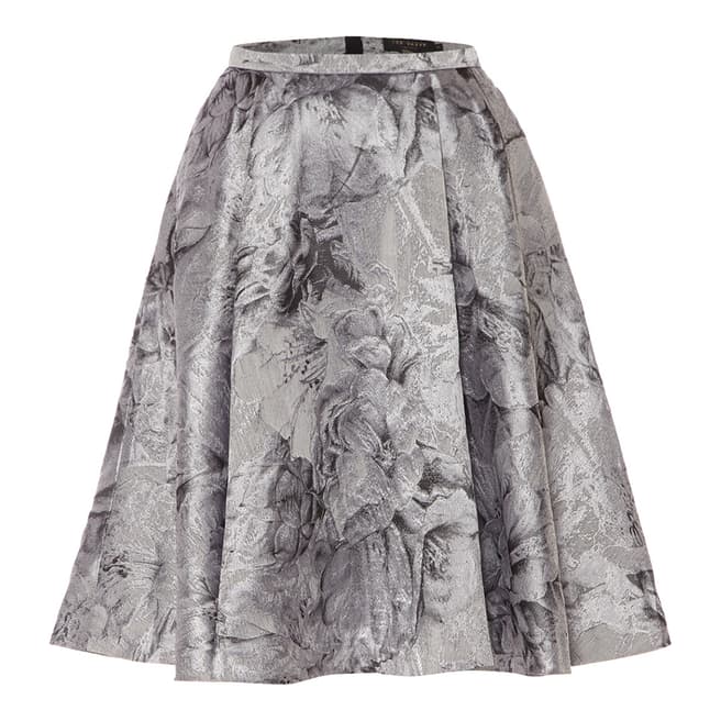 Ted Baker Silver Caju Floral Jacquard Midi Skirt