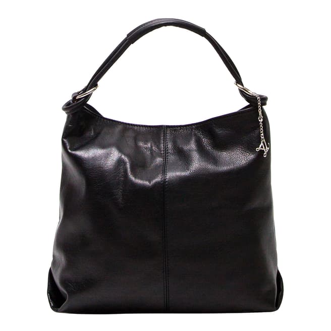 Luisa Vannini Black Leather Loop Strap Handbag