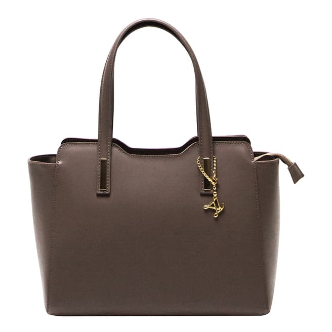 Luisa Vannini Dark Mushroom Leather Sleek Handbag