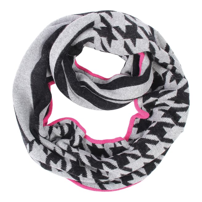 FRAAS Black/White/Pink Houndstooth Knitted Snood
