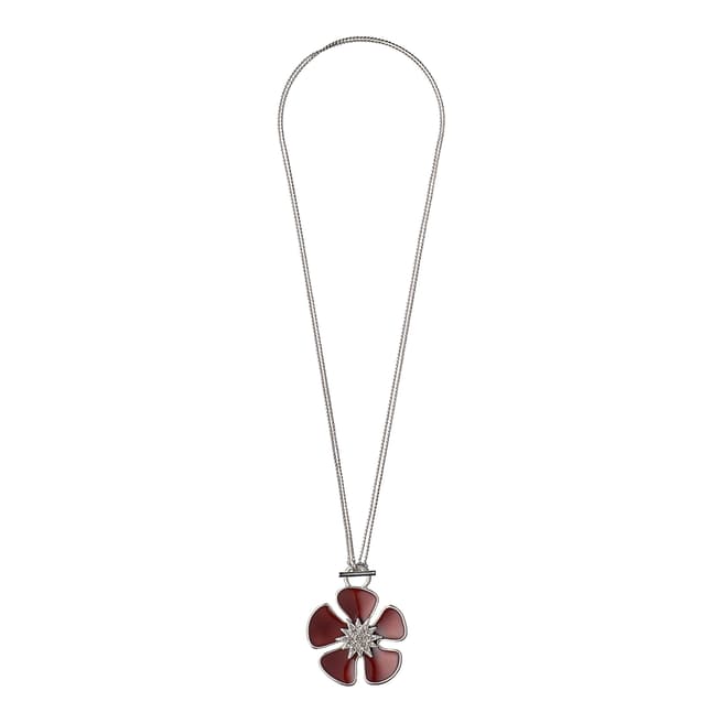 Pilgrim Silver/Red Classic Crystal Flower Necklace