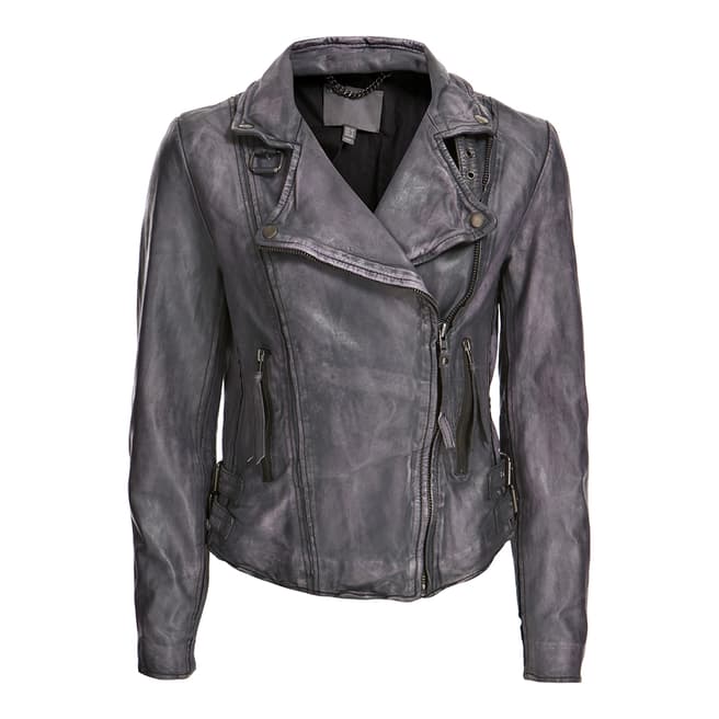 Muubaa Coal Flax Leather Biker Jacket