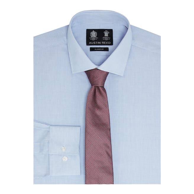 Austin Reed Pale Blue Classic Fit Micro Grid Check Cotton Shirt