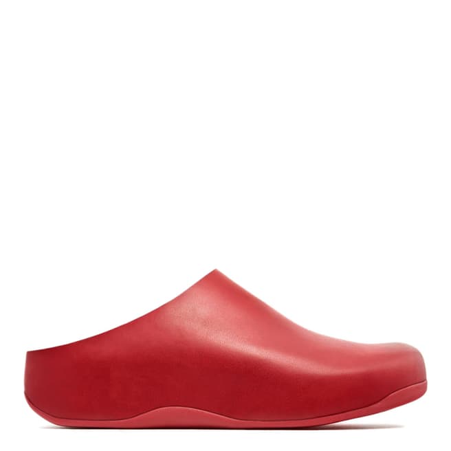 FitFlop Men's Red Leather Shuv Clogs