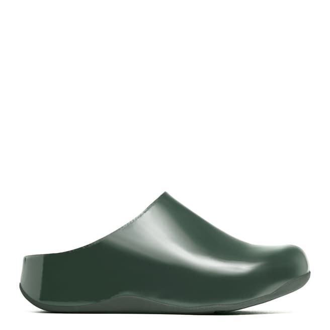 FitFlop Deep Green Patent Leather Shuv Clogs