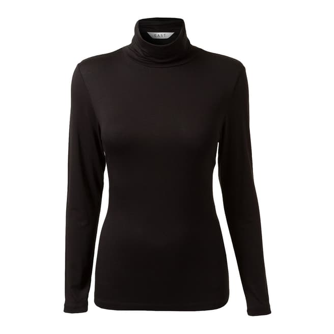 EAST Black Polo Neck Stretch Top