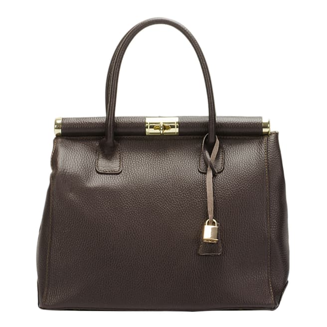 Giulia Massari Dark Brown Leather Structured Handbag