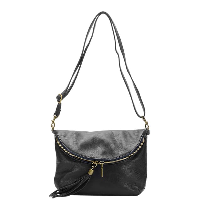 Lisa Minardi Black Leather Tassel Crossbody Bag