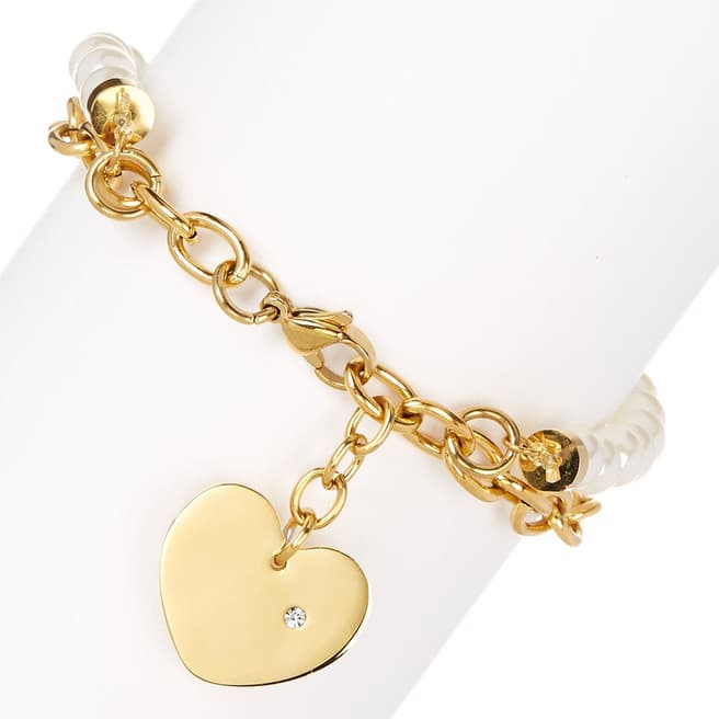 White label by Liv Oliver Gold Pearl and Link Charm Bracelet