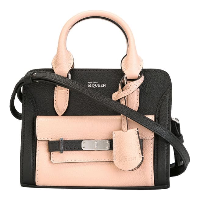 Alexander McQueen Black/Pale Pink Leather Small Padlock Cross Body Bag
