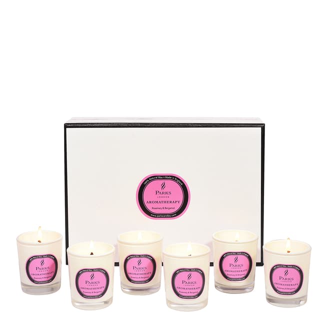 Parks London Set of Six Rosemary/Bergamot Aromatherapy Gift Candles