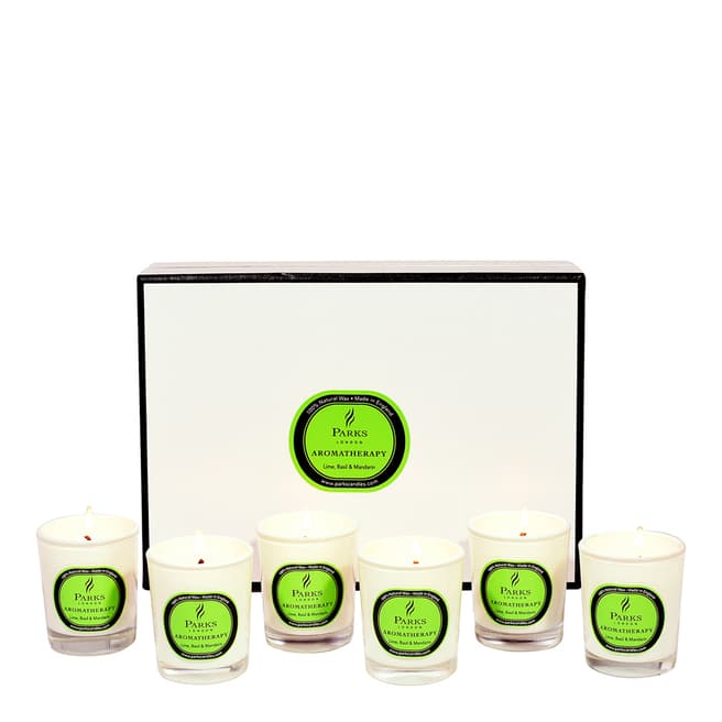 Parks London Set of Six Lime/Basil/Mandarin Aromatherapy Gift Candles