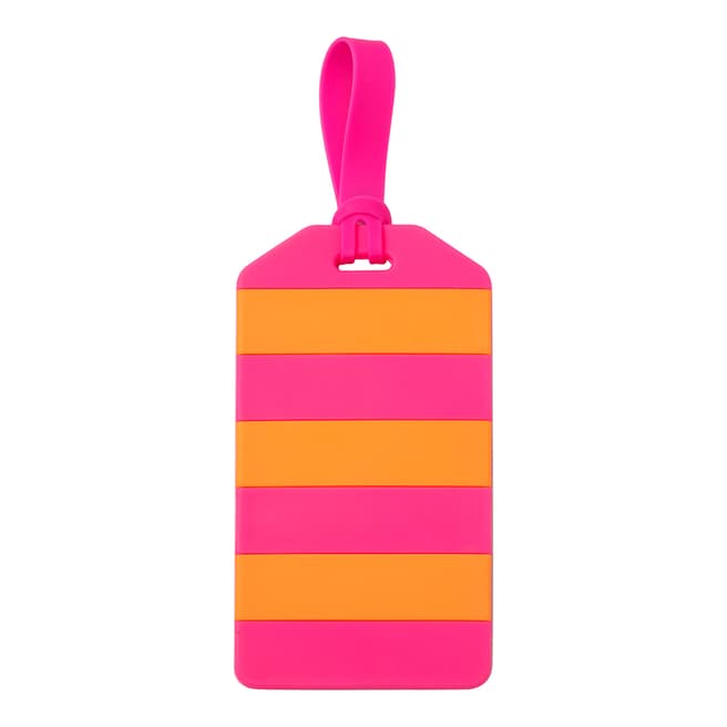 Kate Spade Pink/Orange Striped Luggage Tag